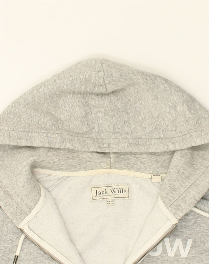 JACK WILLS Womens Zip Hoodie Sweater UK 12 Medium Grey Cotton | Vintage Jack Wills | Thrift | Second-Hand Jack Wills | Used Clothing | Messina Hembry 