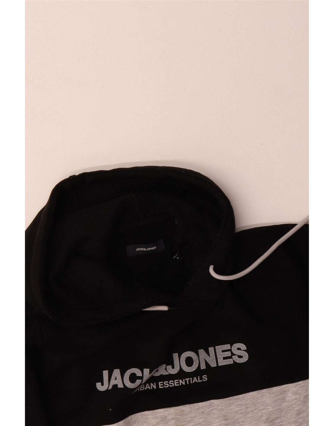 JACK & JONES Hombre Sudadera con capucha gráfica Jumper Small Black Colourblock Cotton