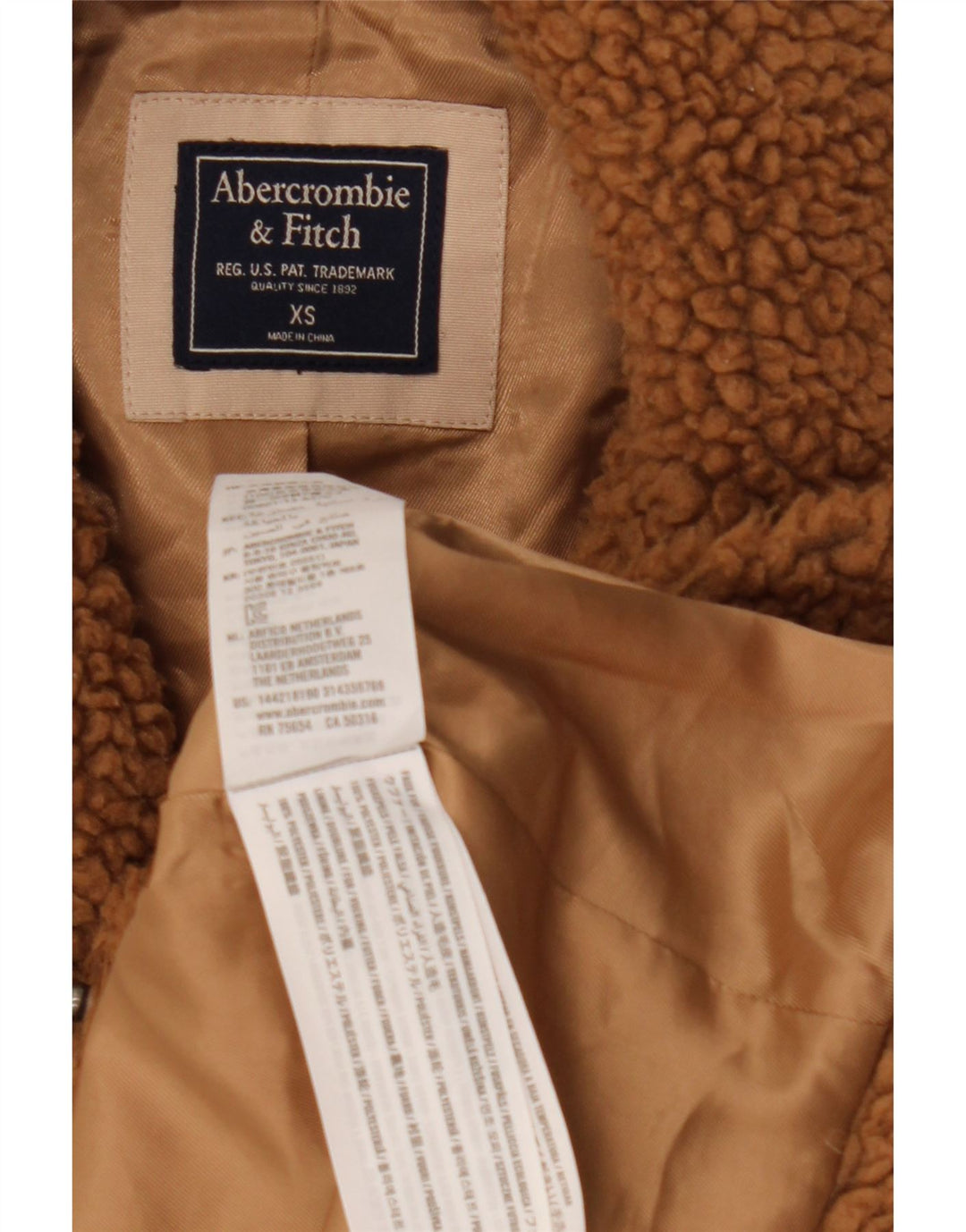 Abercrombie & Fitch Abrigo extragrande Teddy para mujer UK 6 XS Marrón Poliéster
