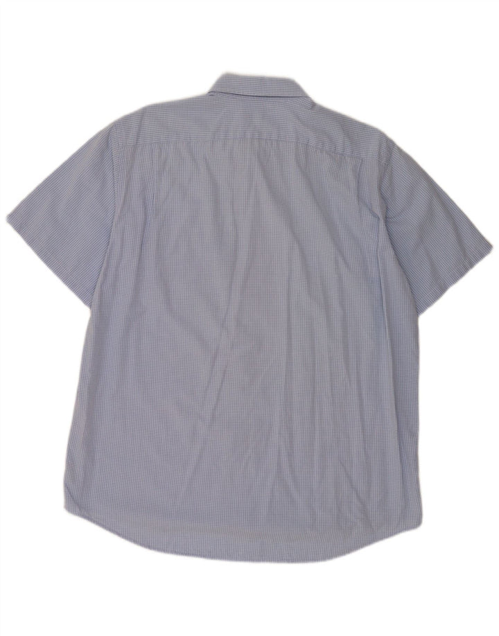 Camisa Lacoste Hombre Manga Corta Talla 42 Algodón Cuadros Azul Grande