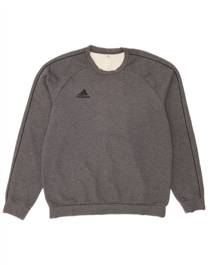 Adidas Hombre Regular Fit Sudadera Jumper Gris Medio Algodón Moteado