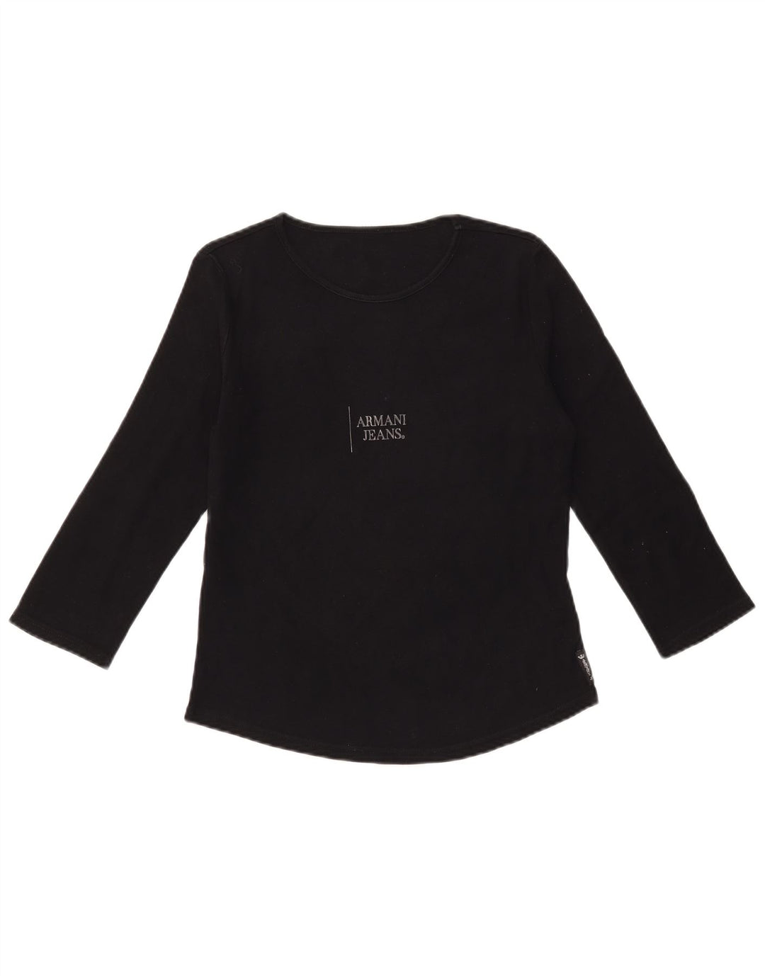 ARMANI JEANS Top gráfico para mujer manga 3/4 UK 12 Mediano Algodón negro