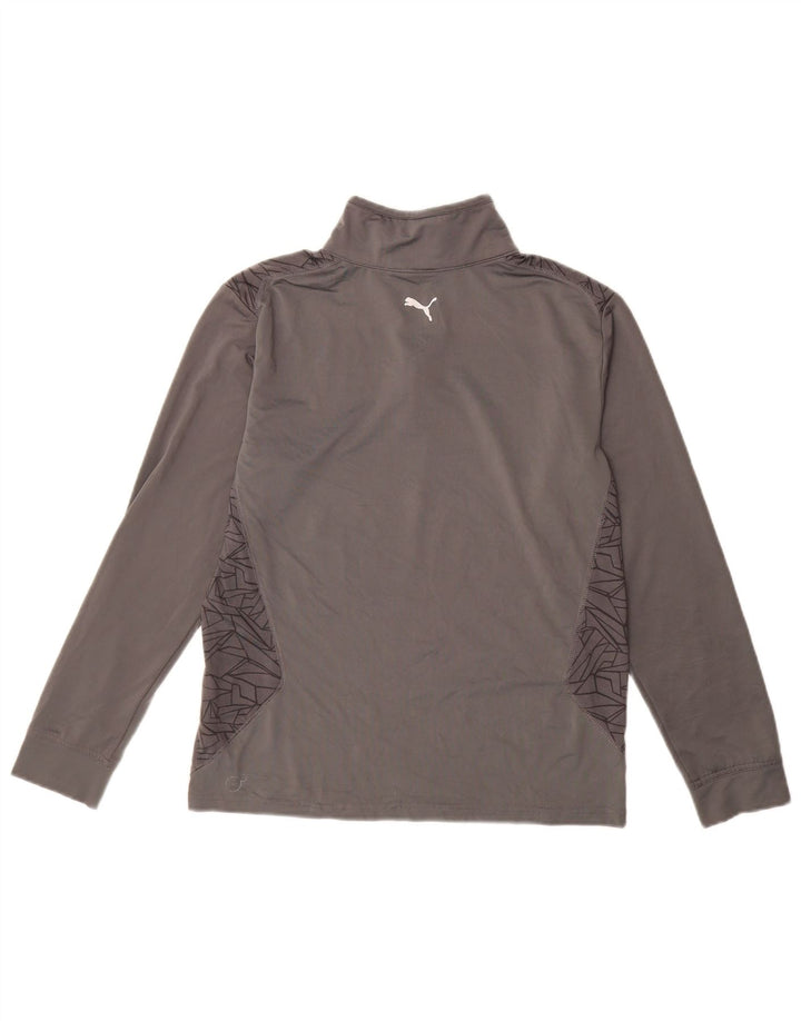PUMA Chándal con cremallera y cuello para niños de 11 a 12 años, talla grande, gris