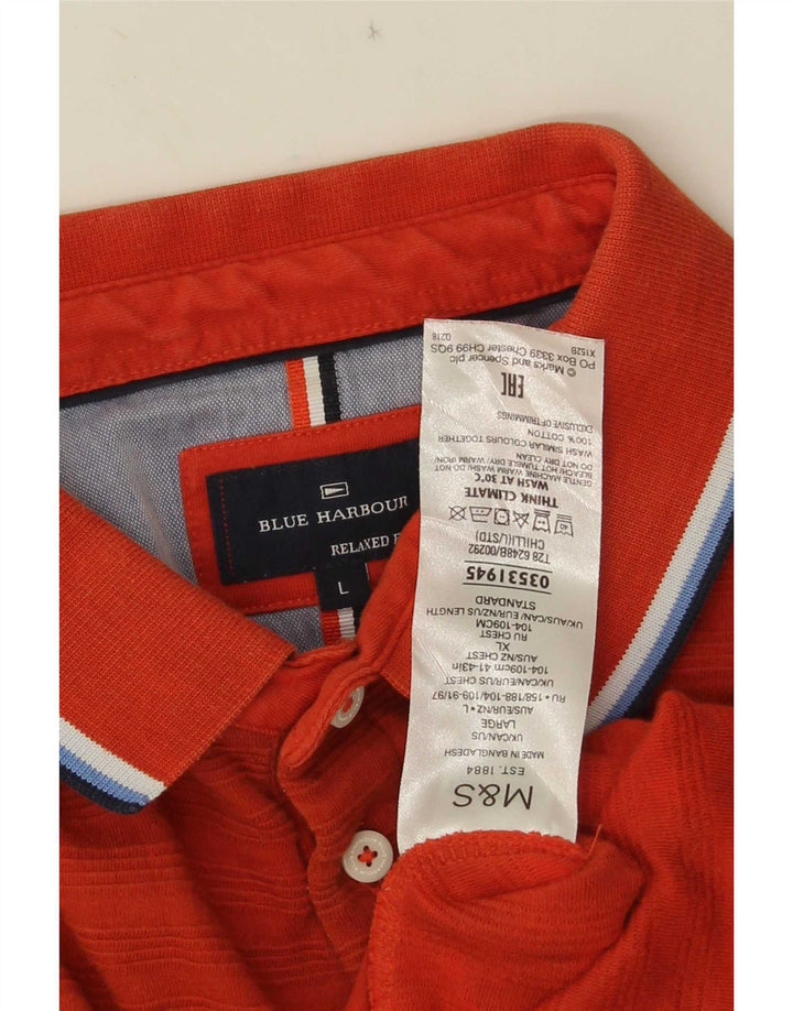 Marks & Spencer Polo azul Harbor de ajuste relajado para hombre, talla grande, naranja