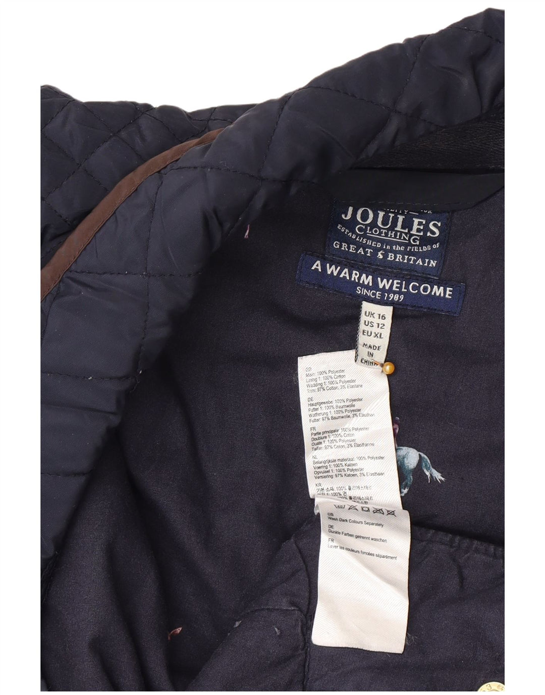 Chaleco acolchado para mujer Joules UK 46 Grande Poliéster azul marino