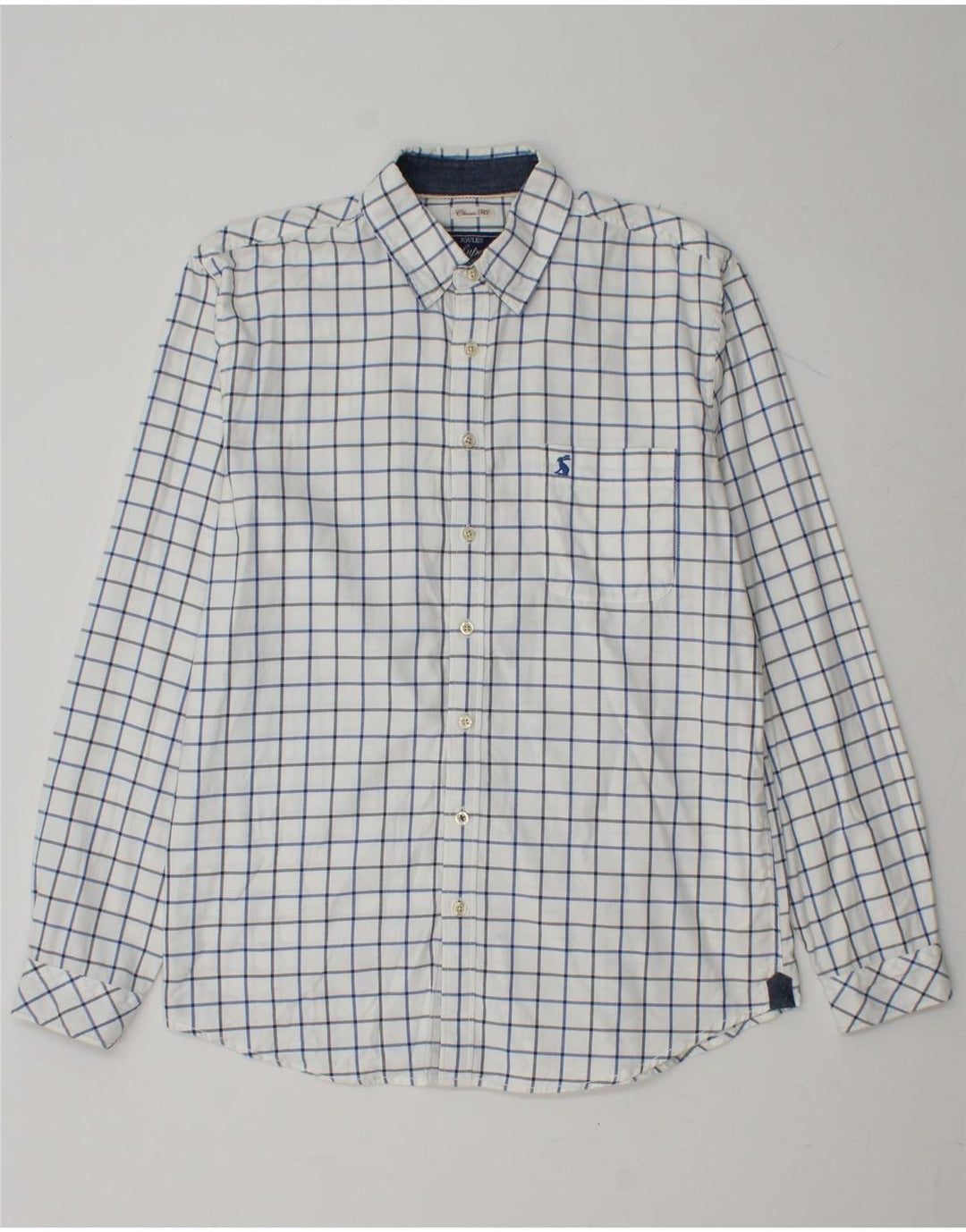 JOULES Camisa Classic Fit Hombre Algodón A Cuadros Blanco Mediano