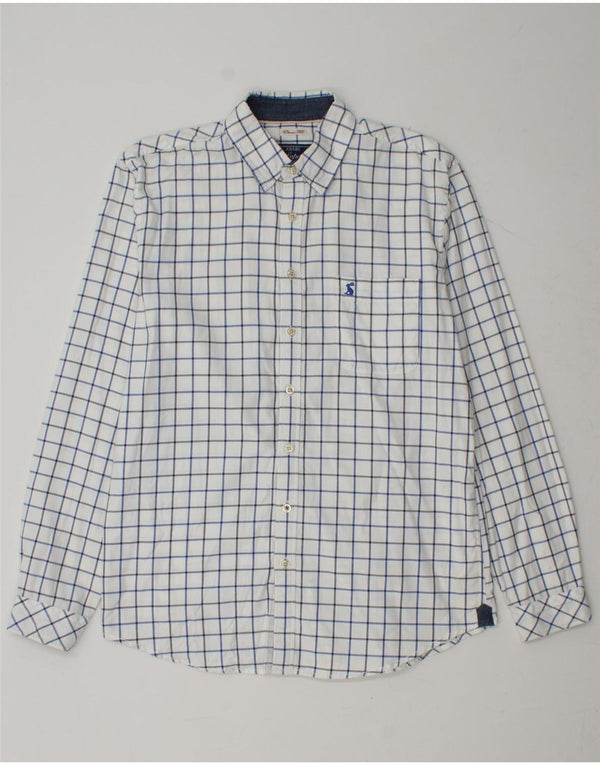 JOULES Camisa Classic Fit Hombre Algodón A Cuadros Blanco Mediano