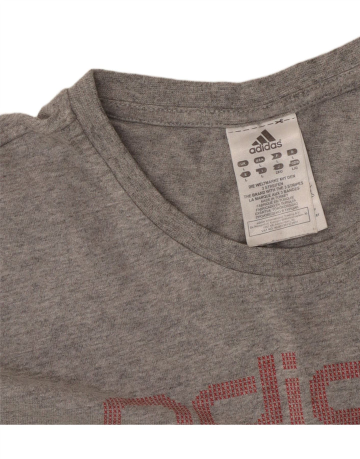 ADIDAS Camiseta gráfica para mujer Top UK 16 Grande Gris Algodón