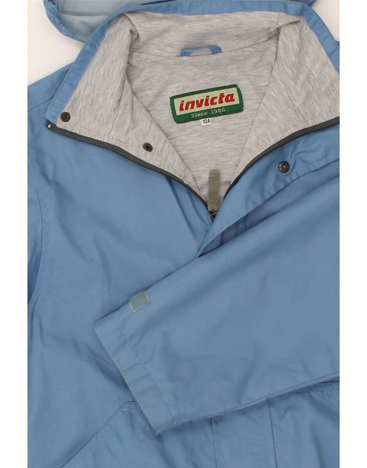 INVICTA Boys Hooded Rain Jacket 9-10 Years Blue Nylon Vintage Invicta and Second-Hand Invicta from Messina Hembry 