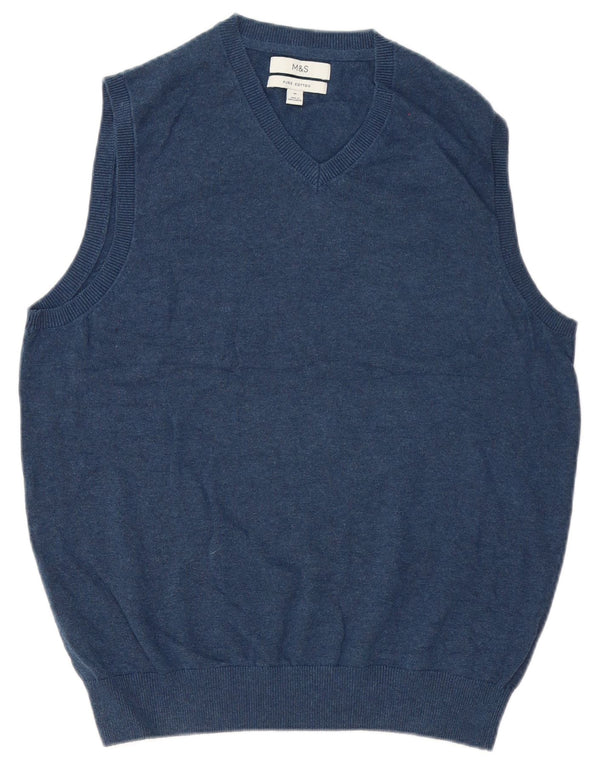 Marks & Spencer Camiseta sin mangas para hombre de algodón azul medio