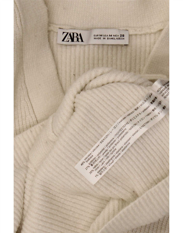 Zara - Cárdigan corto para mujer, talla 40, viscosa blanca mediana