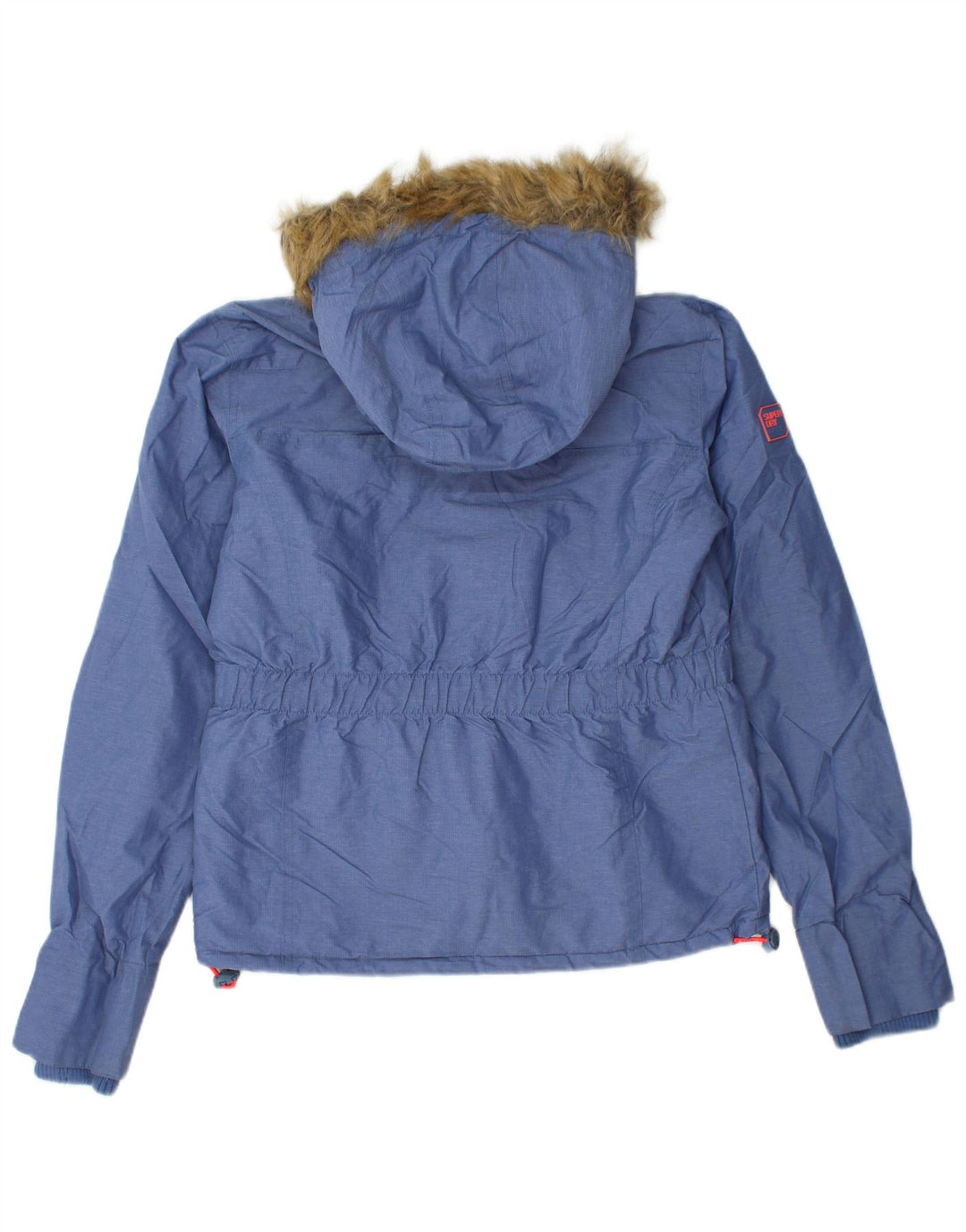 SUPERDRY Chaqueta cortavientos con capucha y gráfico para mujer UK 44 Azul medio