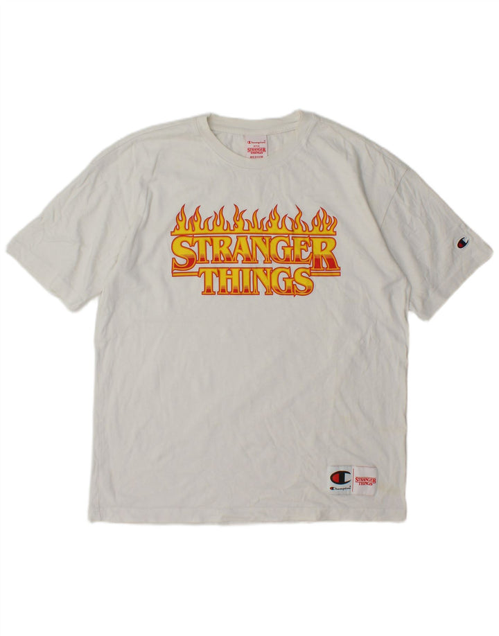 Champion Stranger Things Graphic Camiseta para hombre, talla mediana, color blanco