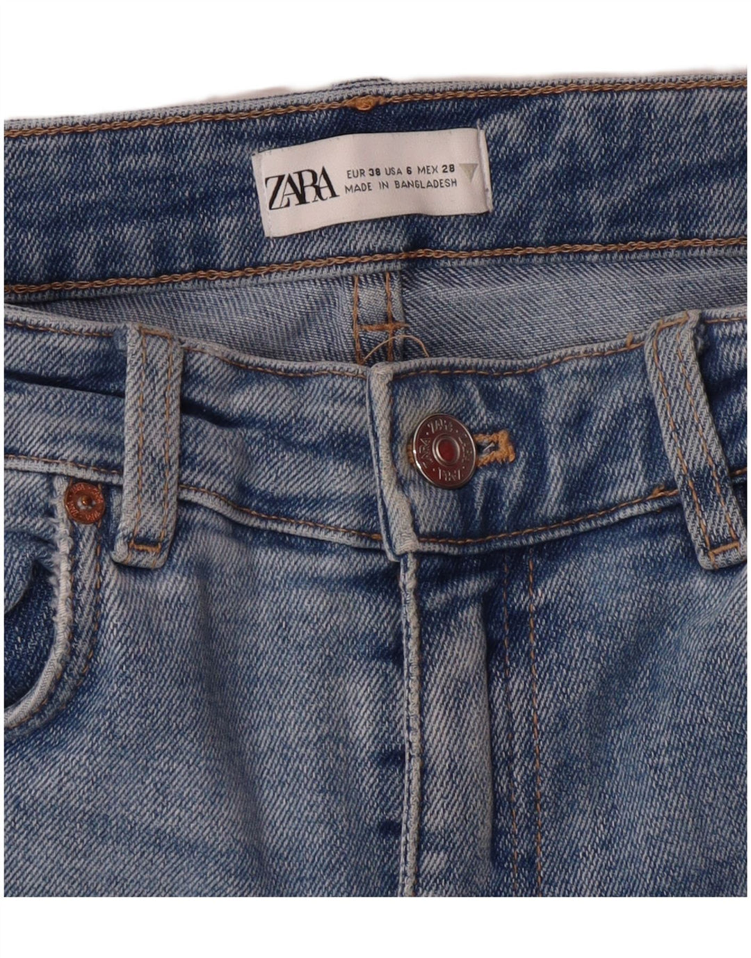 Zara Jeans Ajustados De Cintura Alta Para Mujer EU 38 Small W28 L27 Azul Clásico