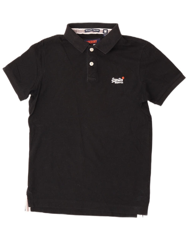 Superdry Mens Rugby Polo Shirt Medium Black Cotton