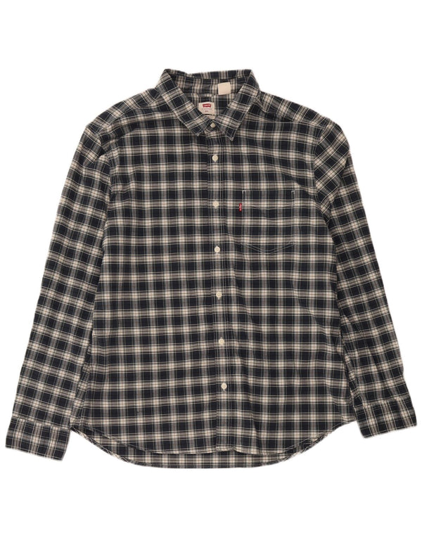 Levi's Camisa ajustada para hombre 2XL Algodón a cuadros azul marino