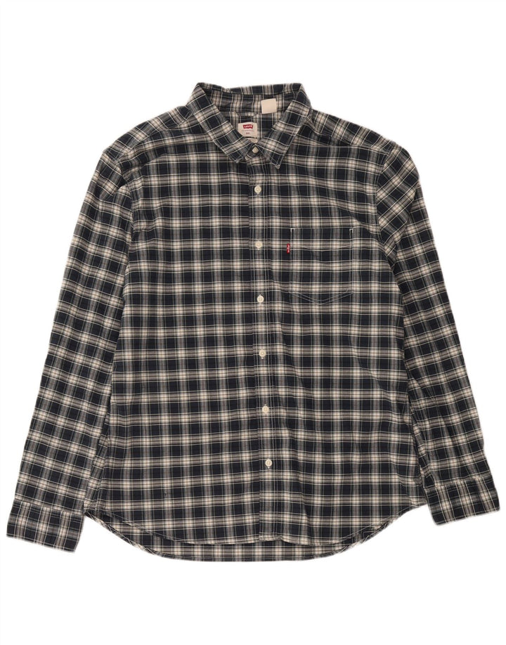 Levi's Camisa ajustada para hombre 2XL Algodón a cuadros azul marino