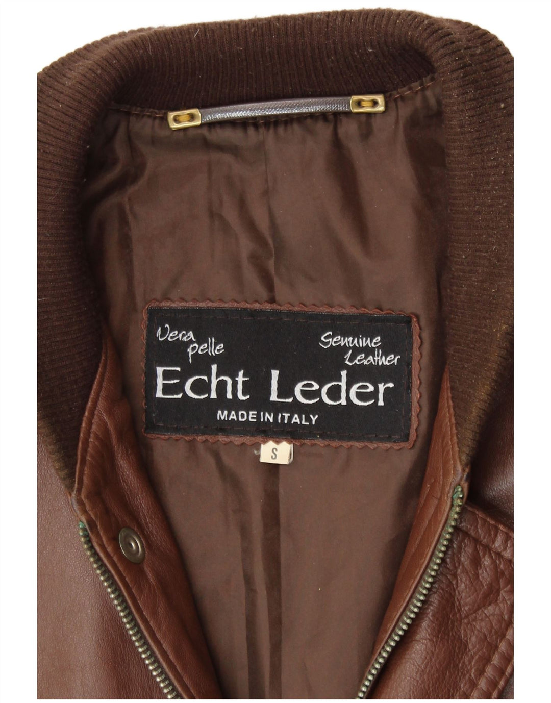 VINTAGE Chaqueta de cuero para hombre Reino Unido 36 Cuero marrón pequeño