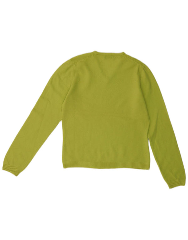 Benetton Jersey Con Cuello En V Para Mujer UK 44 Large Lana Verde