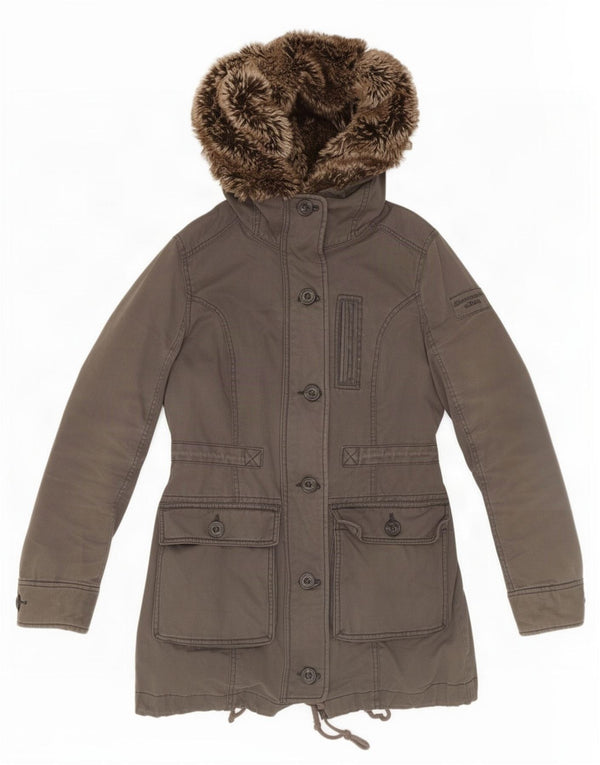Abercrombie & Fitch Chaqueta Parka Sherpa con Capucha para Mujer UK 40 Small Gris