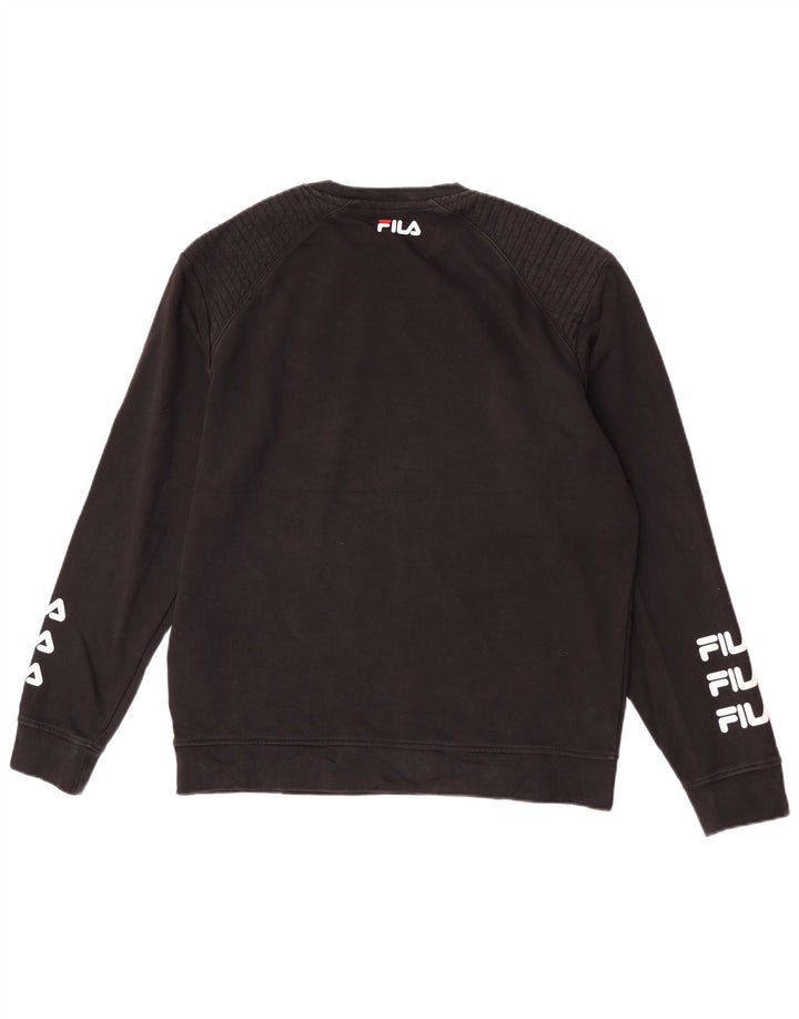 Fila Hombre Graphic Regular Fit Sudadera Jumper Grande Algodón Negro