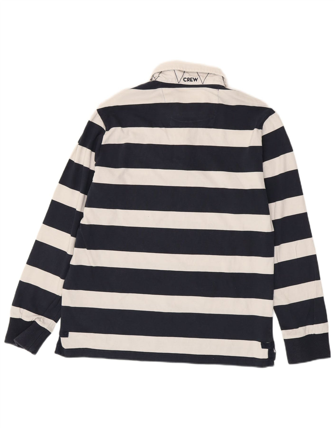 CREW CLOTHING Polo de rugby de manga larga para hombre, talla grande, color azul marino a rayas