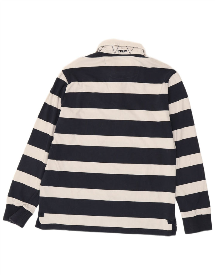 CREW CLOTHING Polo de rugby de manga larga para hombre, talla grande, color azul marino a rayas