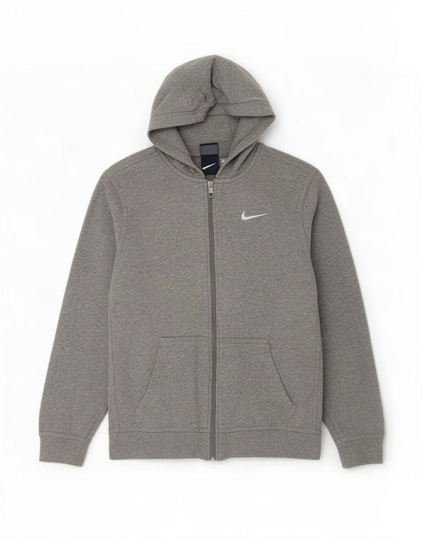 Nike Boys Zip Hoodie Sweater 13-14 Years XL Grey Cotton