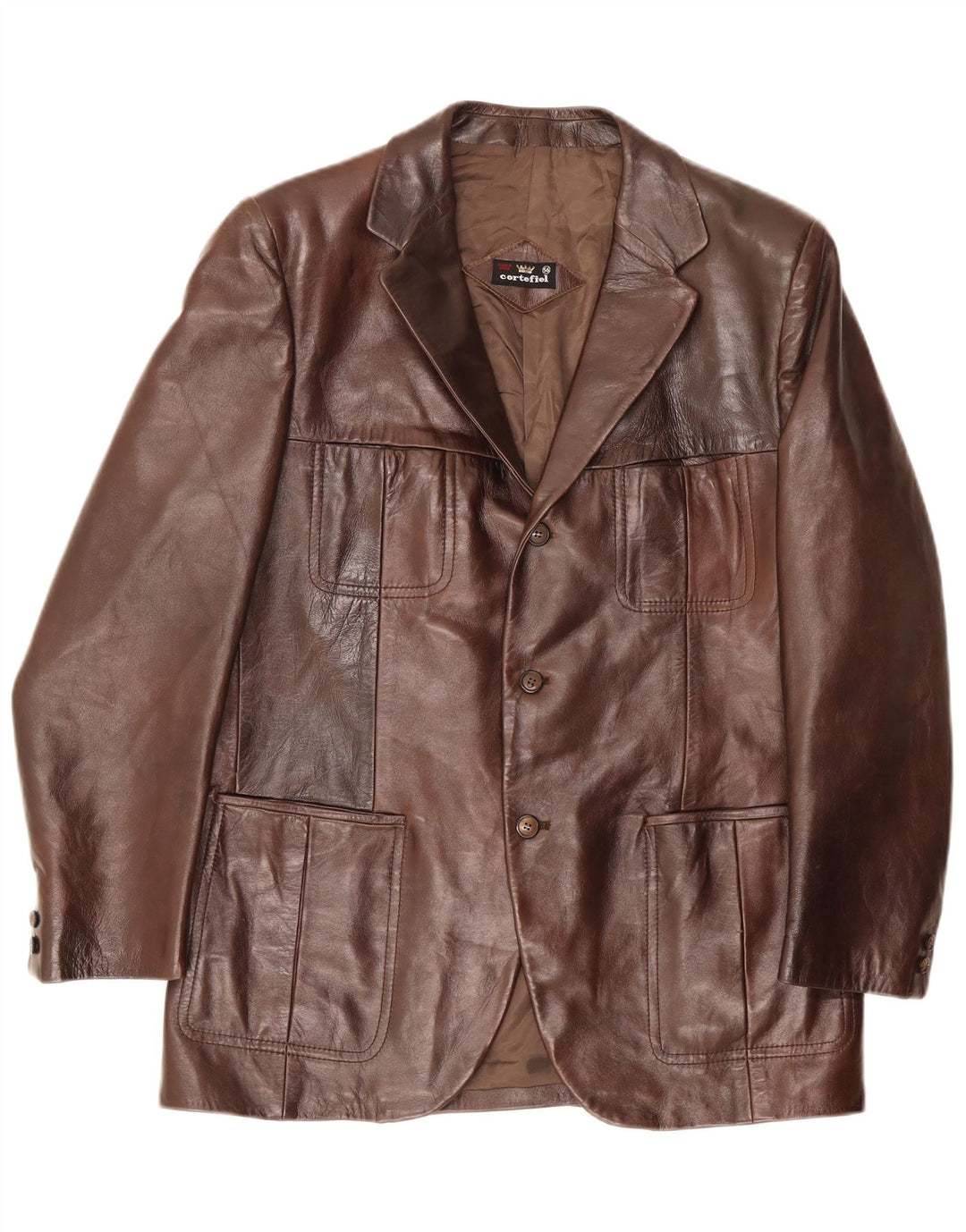 Cortefiel Cazadora Piel Hombre IT 56 3XL Marrón