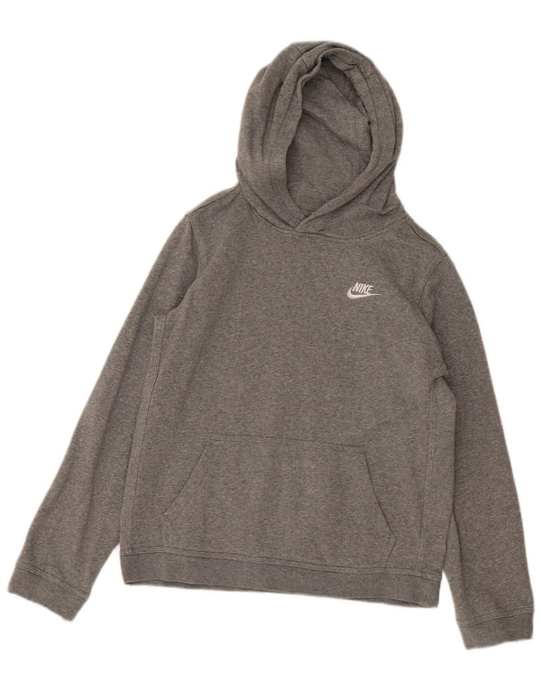 Nike Boys Hoodie Jumper 13-14 Years XL Grey Flecked Cotton