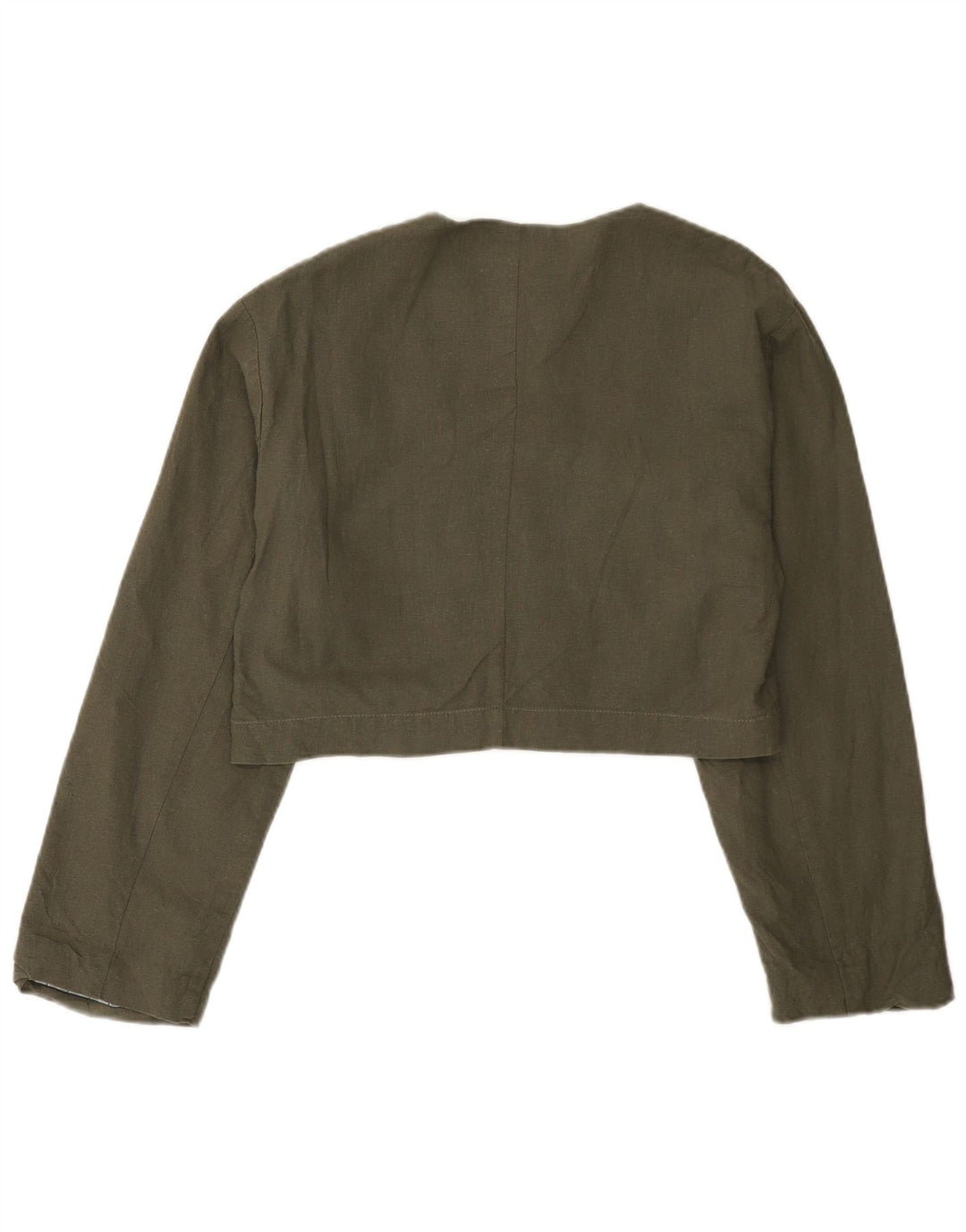 Zara Chaqueta Bolero Extragrande para Mujer UK 10 Small Khaki Linen