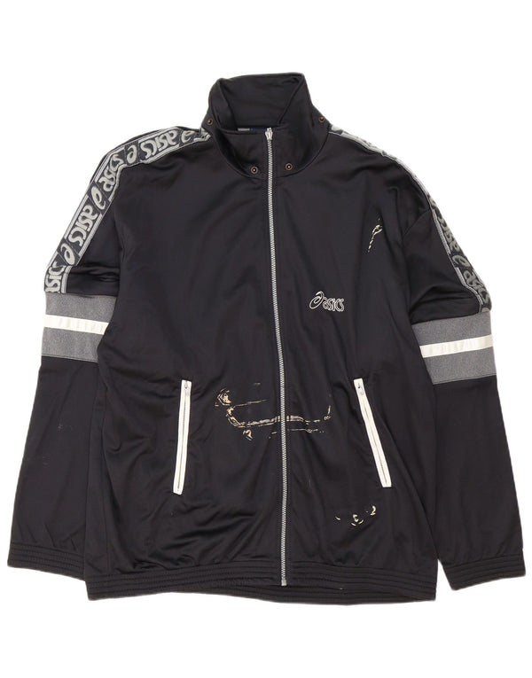 Asics Mens Graphic Chándal Top Jacket IT 54 XL Negro Colorblock