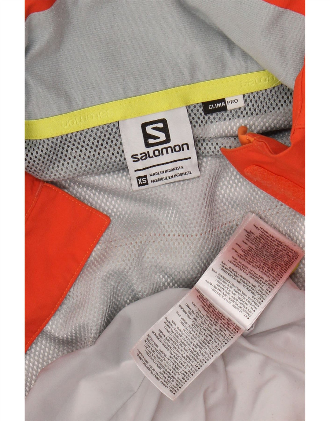 SALOMON Chubasquero con capucha para mujer UK 6 XS Naranja Colorblock Poliéster