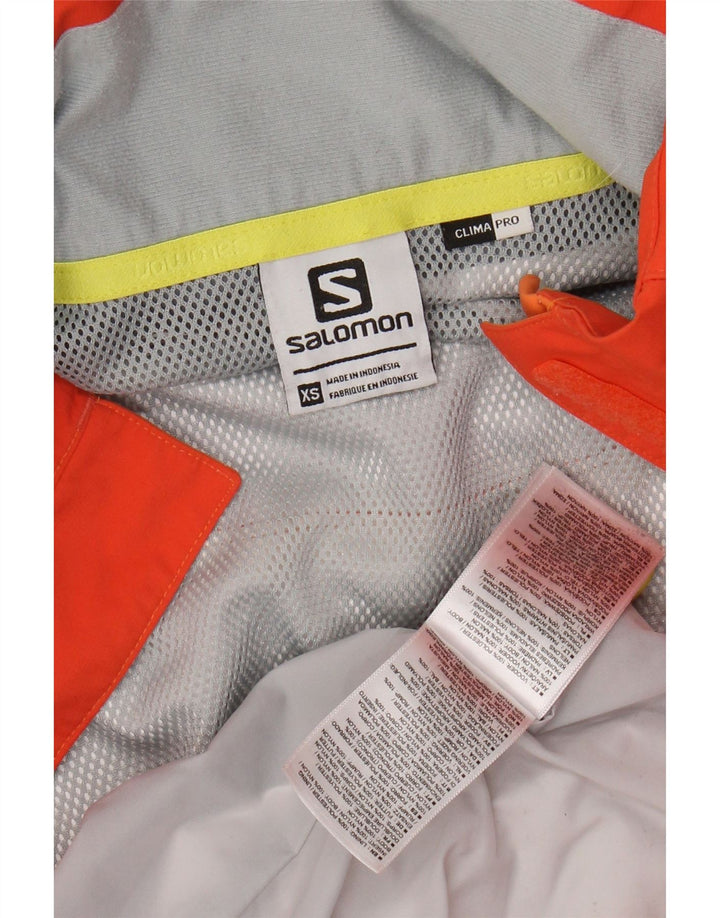 SALOMON Chubasquero con capucha para mujer UK 6 XS Naranja Colorblock Poliéster