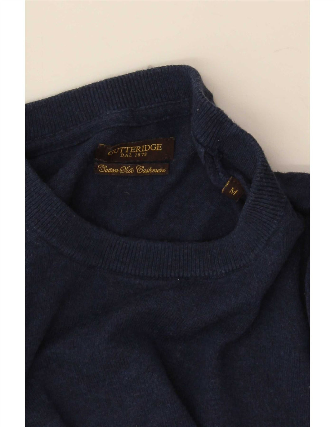 Gutteridge Jersey De Cuello Redondo Para Hombre Jersey De Algodón Azul Marino Medio