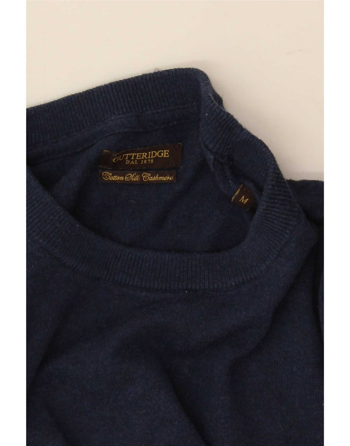 Gutteridge Jersey De Cuello Redondo Para Hombre Jersey De Algodón Azul Marino Medio