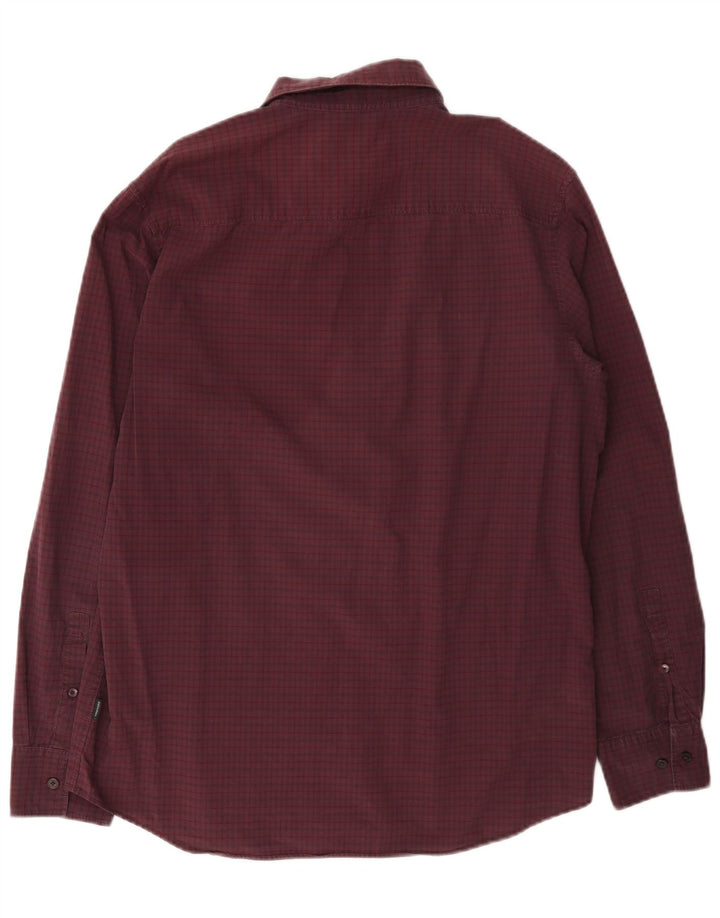 Camisa Calvin Klein para hombre de algodón a cuadros en color burdeos medio