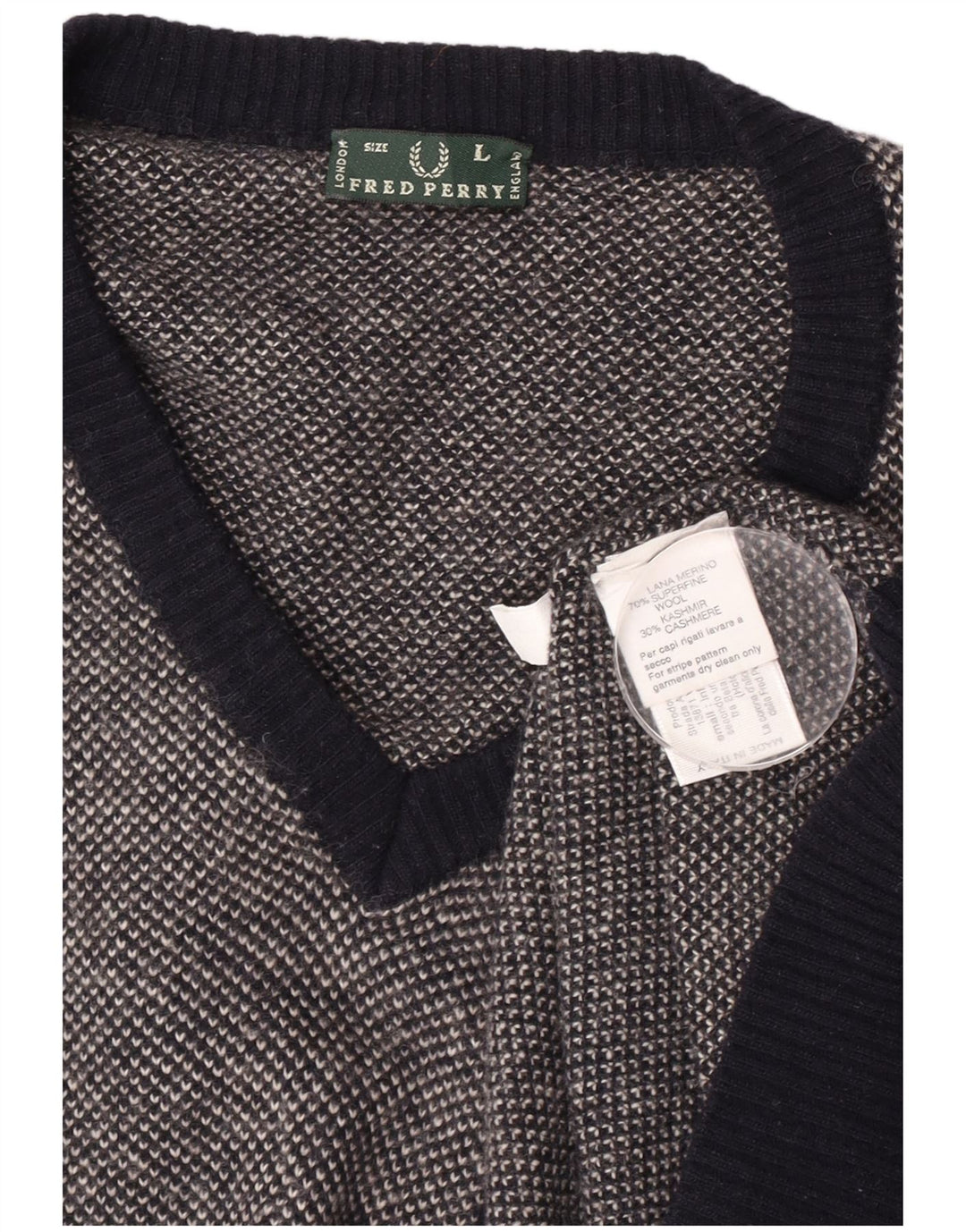 Fred Perry Jersey Con Cuello En V Para Hombre De Lana Moteada Azul Marino Grande