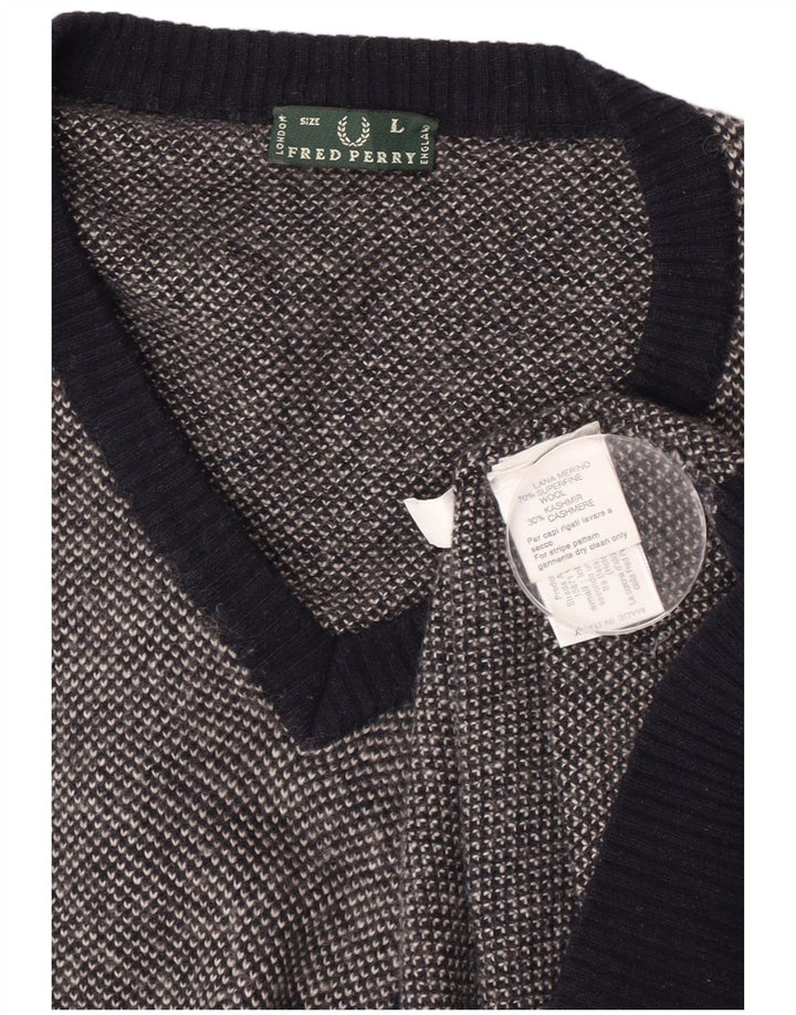 Fred Perry Jersey Con Cuello En V Para Hombre De Lana Moteada Azul Marino Grande