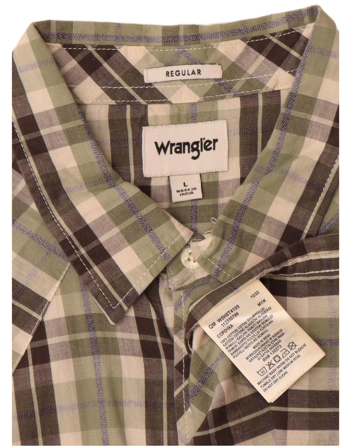Wrangler Camisa Regular Fit De Manga Corta Para Hombre Algodón A Cuadros Caqui Grande