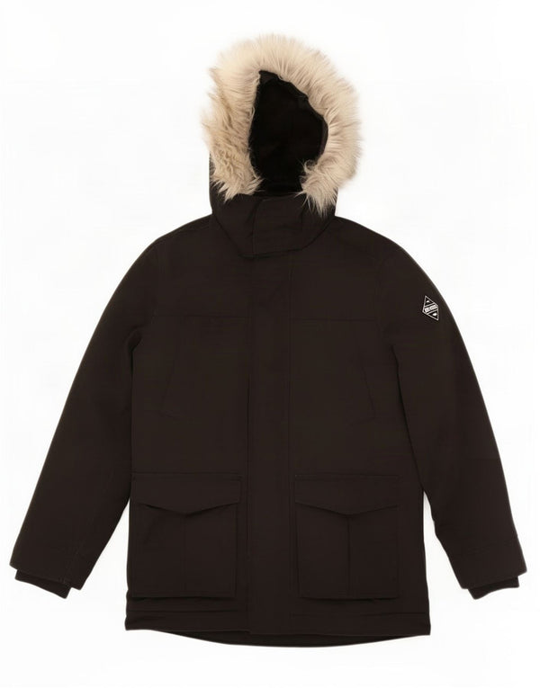 Hollister Chaqueta de esquí con capucha para hombre UK 36 Small Poliéster negro