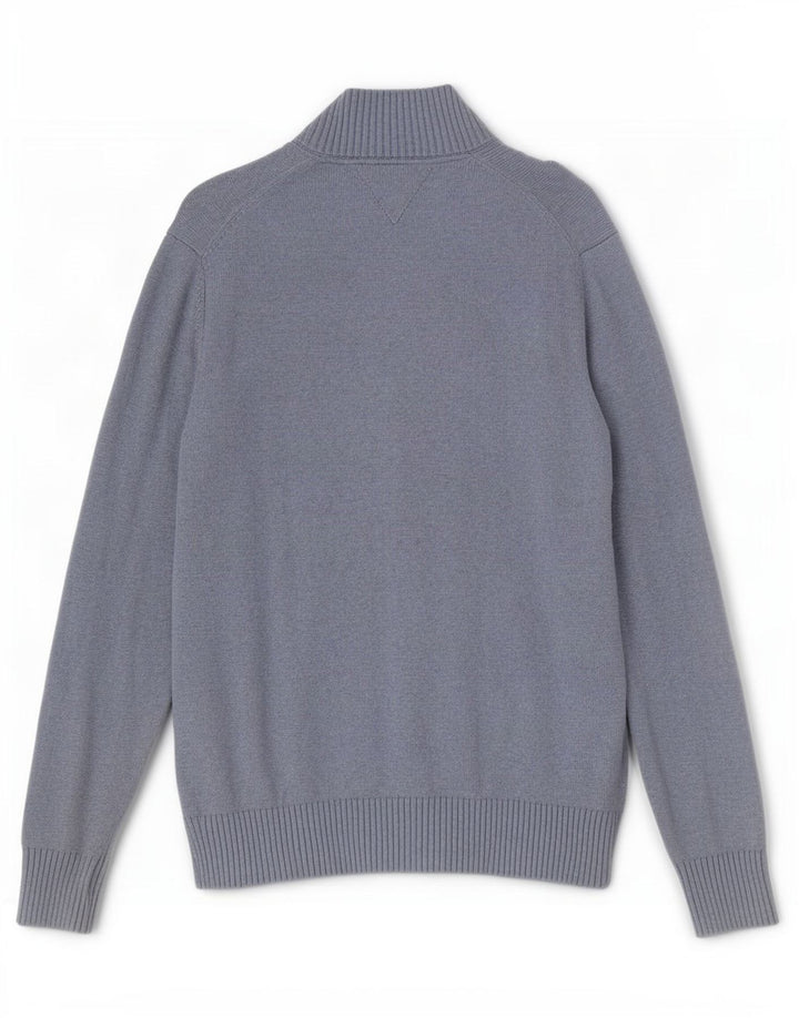 Tommy Hilfiger Hombre Cárdigan Suéter De Algodón Color Block Azul Medio