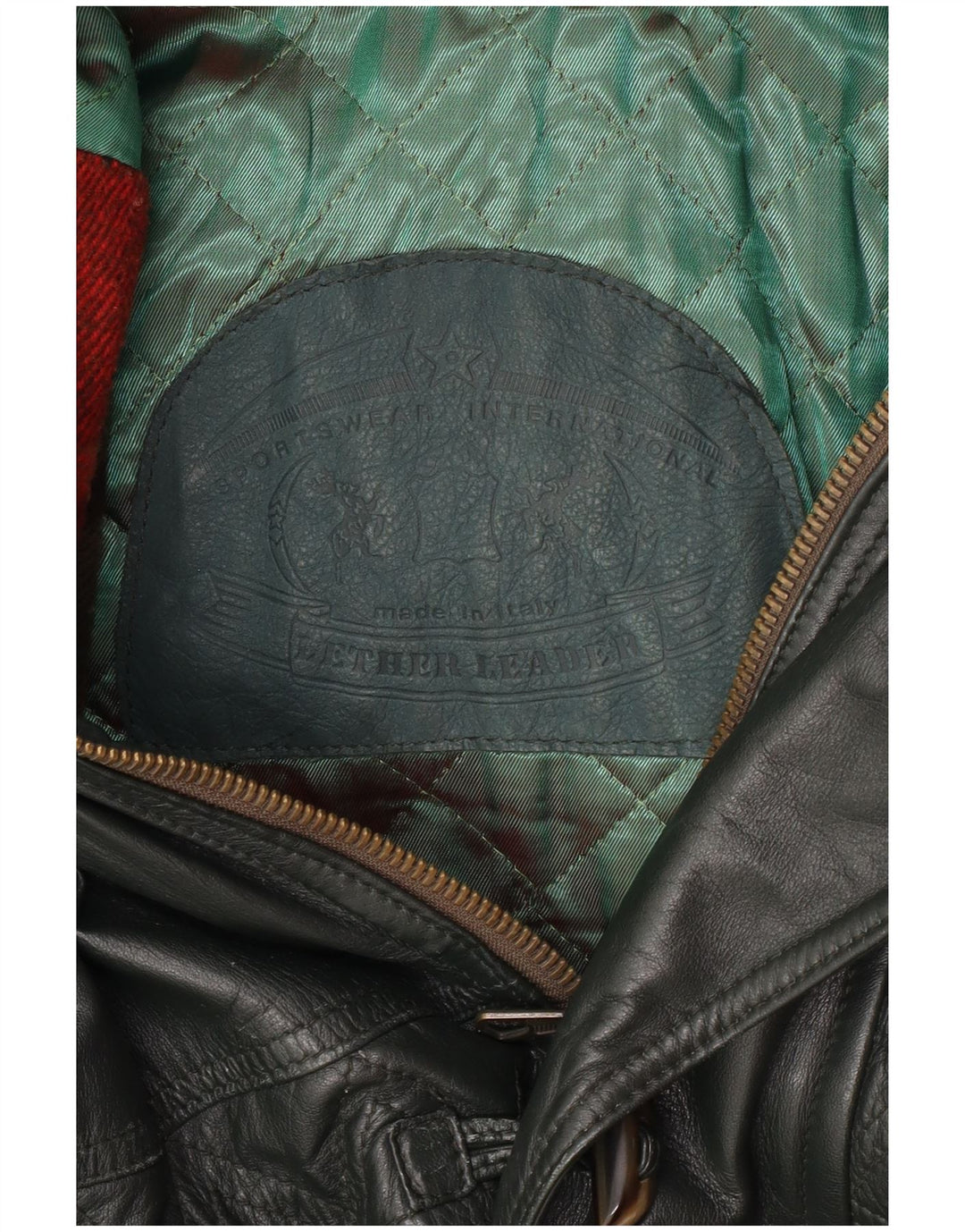 Vintage hombres cuero abrigo Reino Unido 40 cuero verde grande