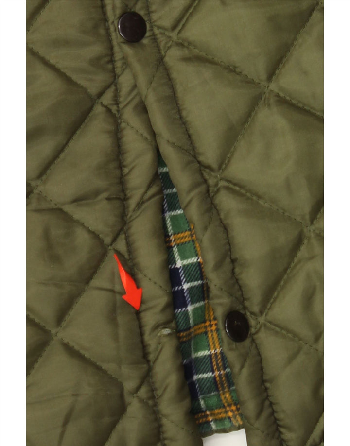 VINTAGE Chaqueta acolchada para hombre Reino Unido 42 XL Poliéster caqui