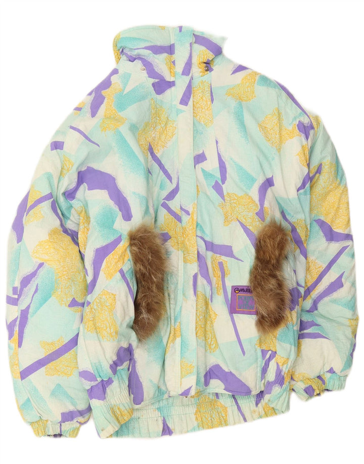 MARILENA Chaqueta de esquí con capucha para mujer US 10 grande multicolor geométrico retro