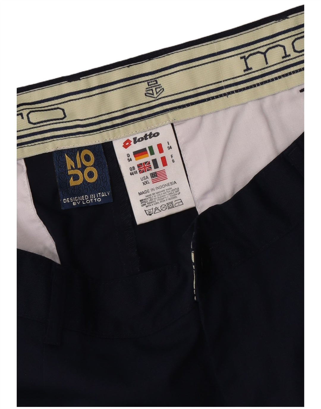 Lotto Pantalones cortos chinos pegados para hombre W44 2XL Poliéster azul marino