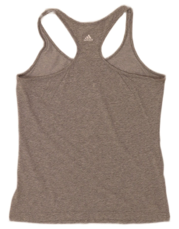 Adidas Mujer Gráfico Chaleco Top UK 12/14 Medio Gris Algodón Deportes
