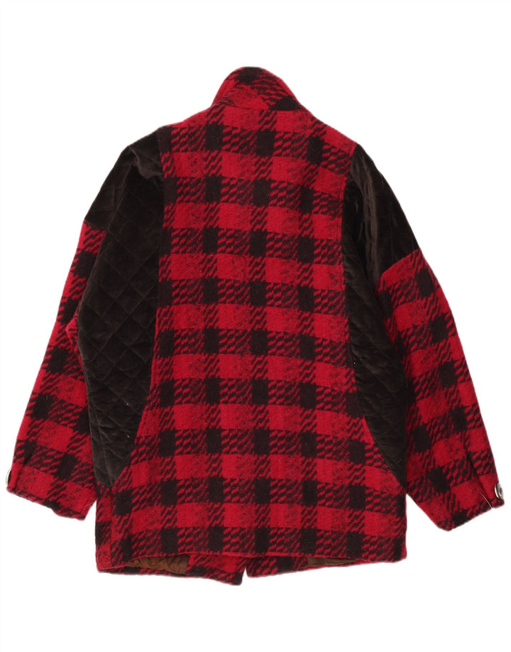 Abrigo vintage de gran tamaño para mujer EU 42 Large Red Check