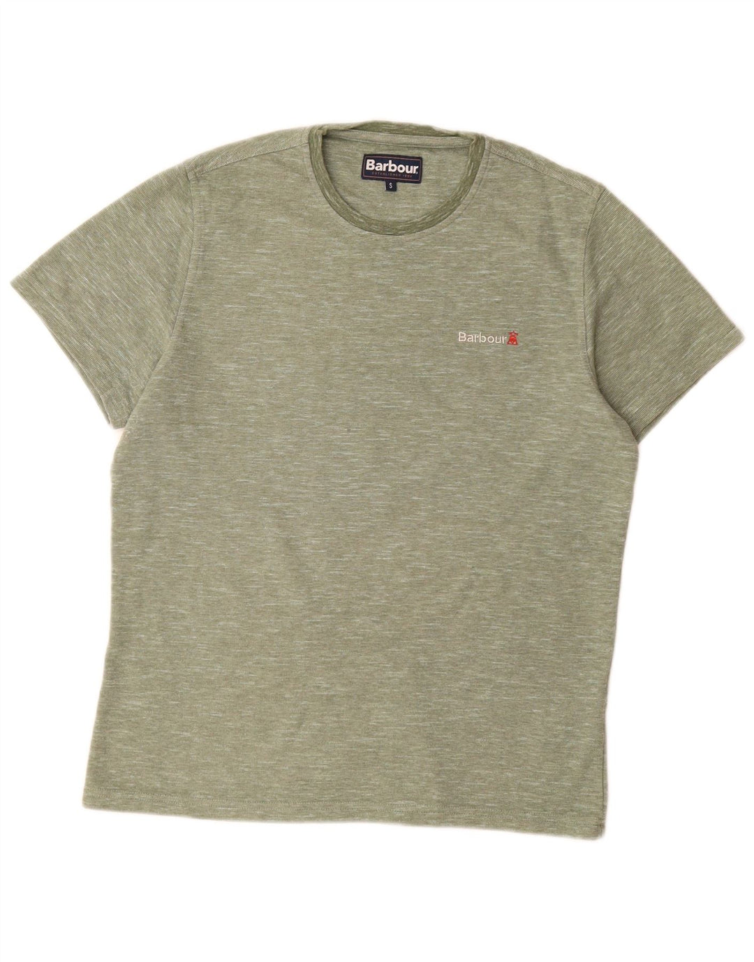 Barbour Hombre Camiseta Top Small Verde Algodón Moteado