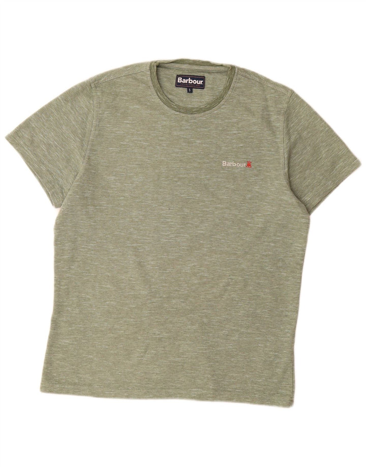 Barbour Hombre Camiseta Top Small Verde Algodón Moteado